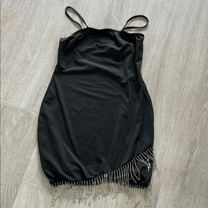 Elegant Black Mini Dress with Silver Accents